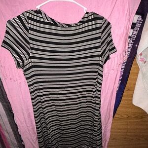 love, Fire Black and White Striped Midi Dress